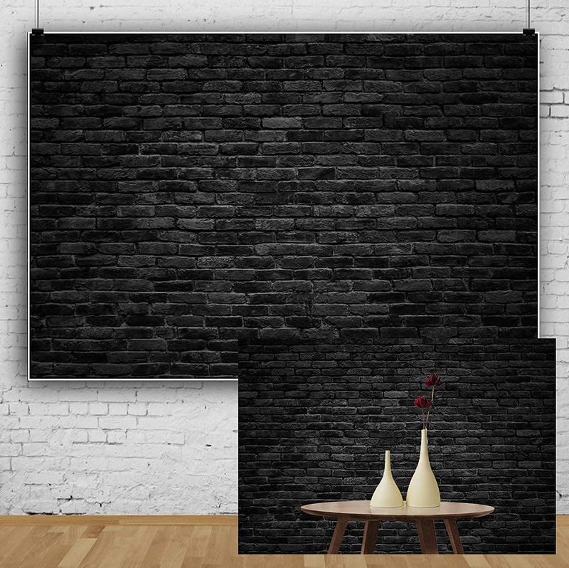 Laeacco Dark Gray Brick Wall Background 10x6.5ft Retro Black Brick Wall Backdrop Vintage Stone Texture Wall Birthday Party Photo Booth Banner Newborn Adult Portrait Video Shoot Studio Prop Wallpaper - Image 5